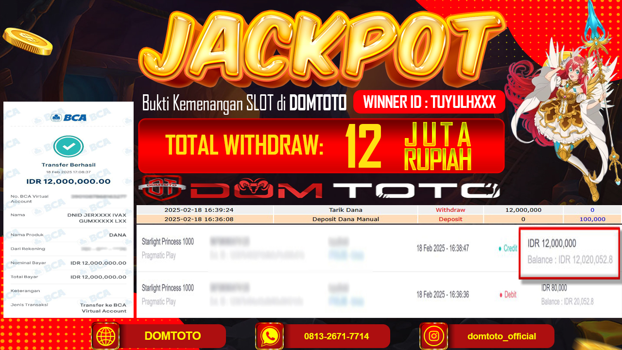 JACKPOT SLOT STARLIGHT PRINCESS 1000 18 FEBRUARI 2025